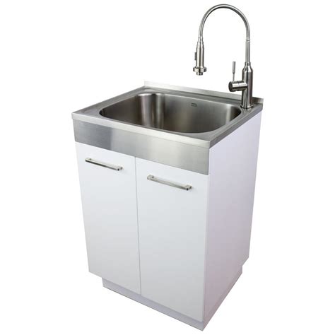 stainless steel laudnry sink in cabinet|free standing stainless utility sink.